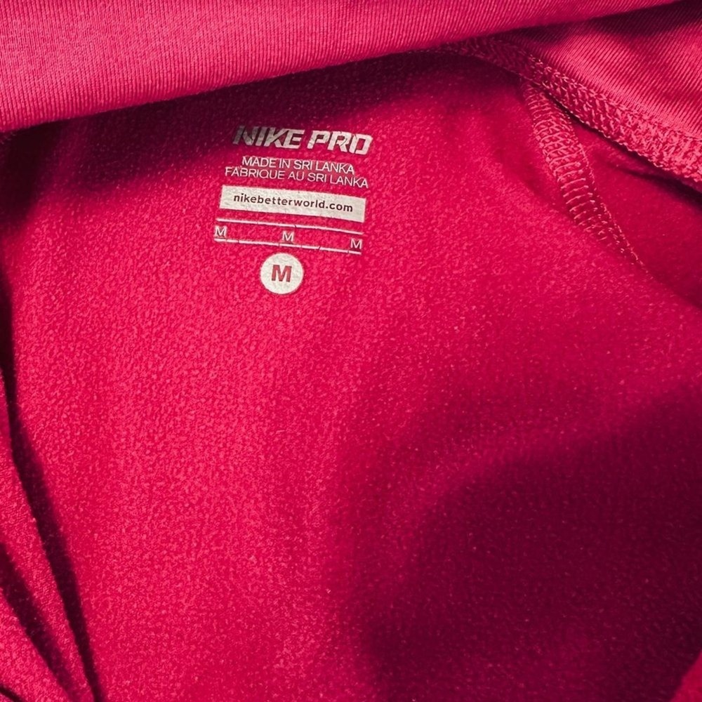 Nike Pro Quarter Zip Pullover Womens Medium Magenta Pink Excellent Thumbholes - Picture 5 of 7